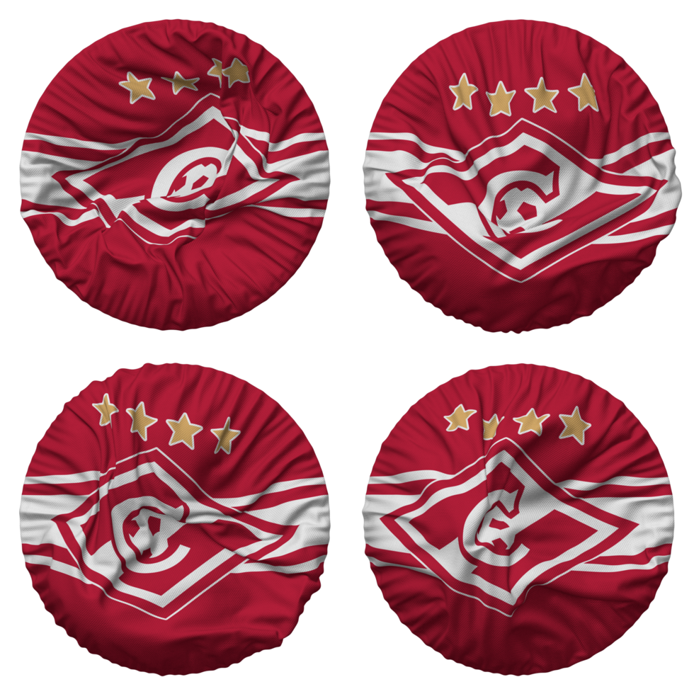 fc spartano Mosca bandiera nel il giro forma isolato con quattro diverso agitando stile, urto struttura, 3d interpretazione png