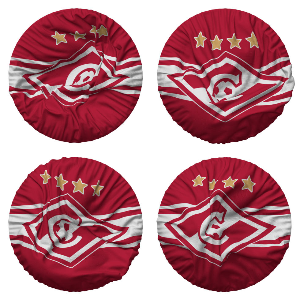 FC Spartak Moscow Flag in Round Shape Isolated with Four Different Waving Style, Bump Texture, 3D Rendering png