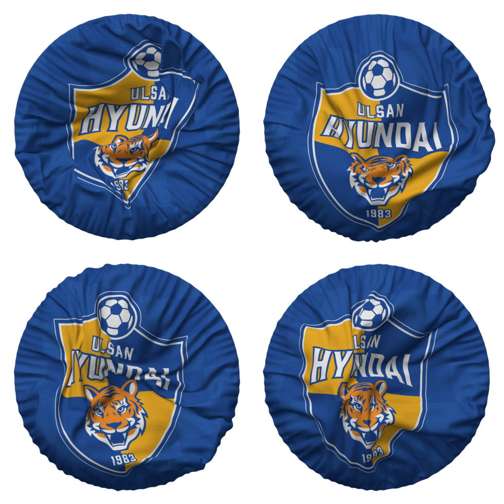 Ulsan Hyundai FC Flag in Round Shape Isolated with Four Different Waving Style, Bump Texture, 3D Rendering png