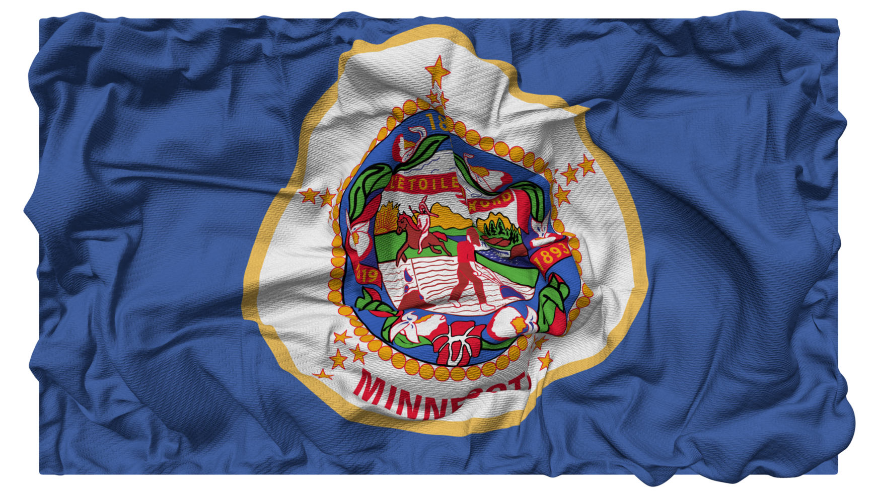 State of Minnesota Flag Waves with Realistic Bump Texture, Flag Background, 3D Rendering png