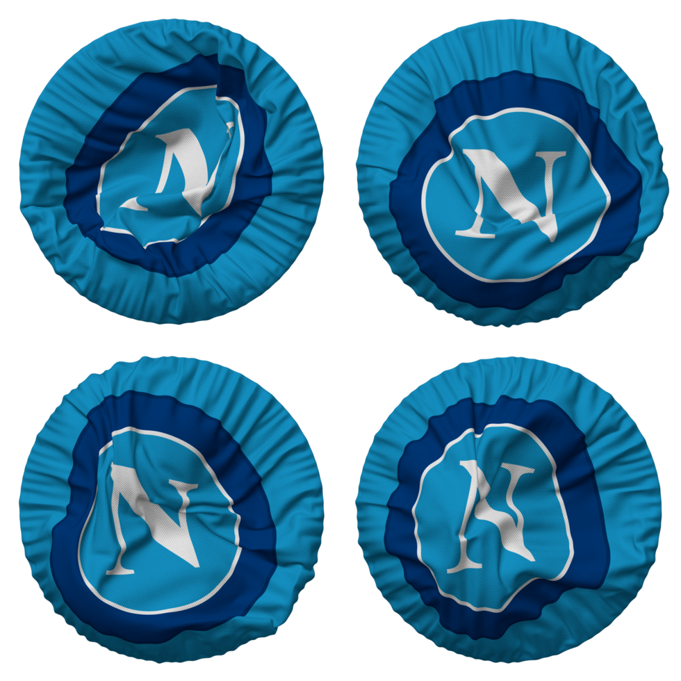 Societa Sportiva Calcio Napoli, SSC Napoli Flag in Round Shape Isolated with Four Different Waving Style, Bump Texture, 3D Rendering png
