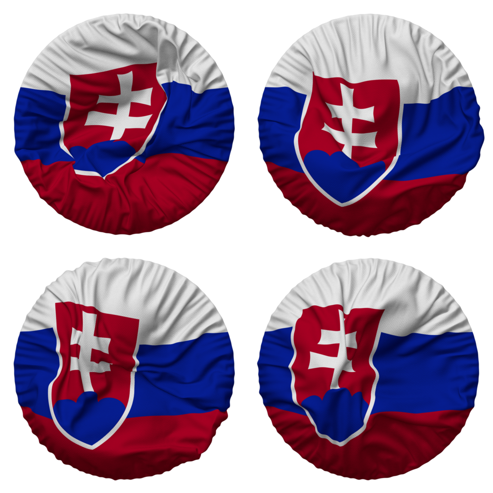 Slovakia Flag in Round Shape Isolated with Four Different Waving Style, Bump Texture, 3D Rendering png