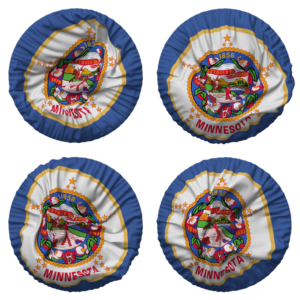 State of Minnesota Flag in Round Shape Isolated with Four Different Waving Style, Bump Texture, 3D Rendering png