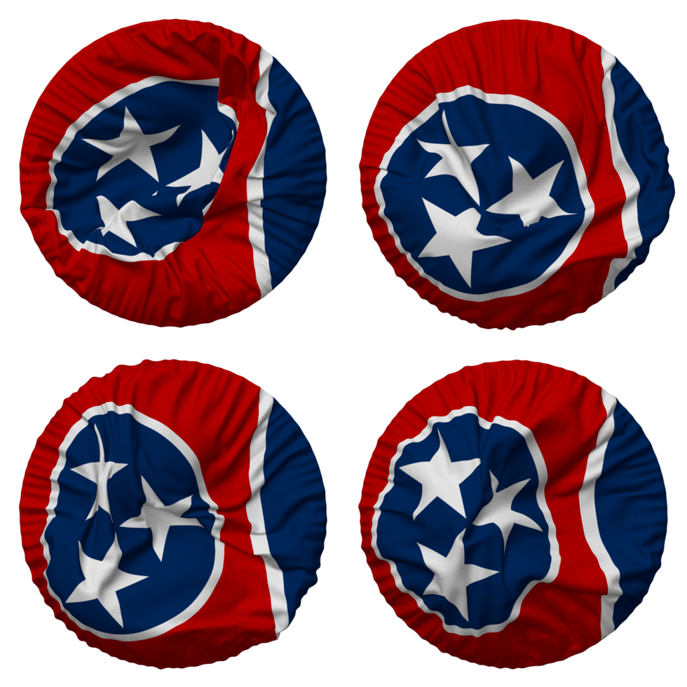 State of Tennessee Flag in Round Shape Isolated with Four Different Waving Style, Bump Texture, 3D Rendering png