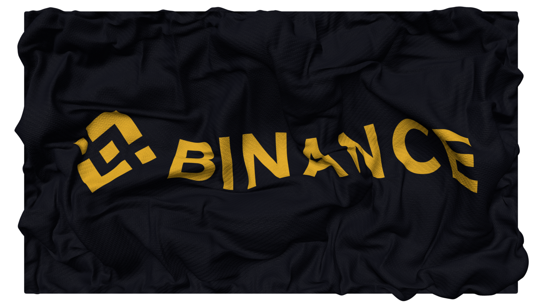 binance bandera olas con realista bache textura, bandera fondo, 3d representación png