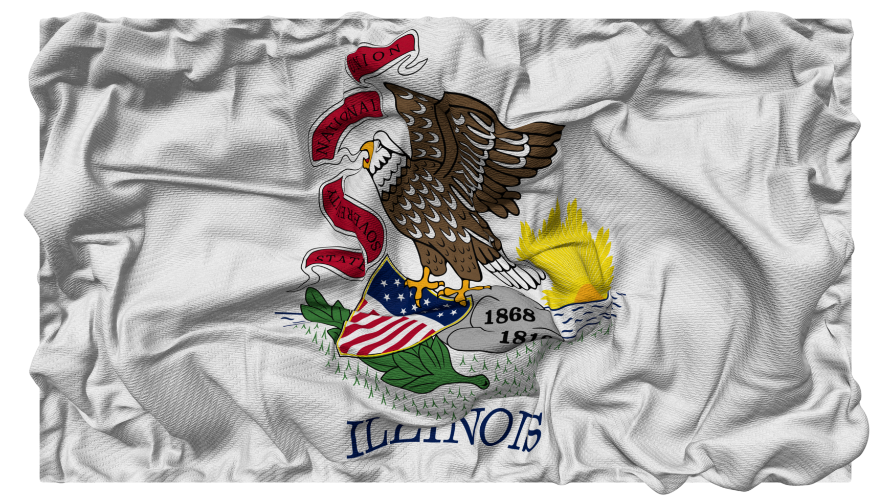 State of Illinois Flag Waves with Realistic Bump Texture, Flag Background, 3D Rendering png