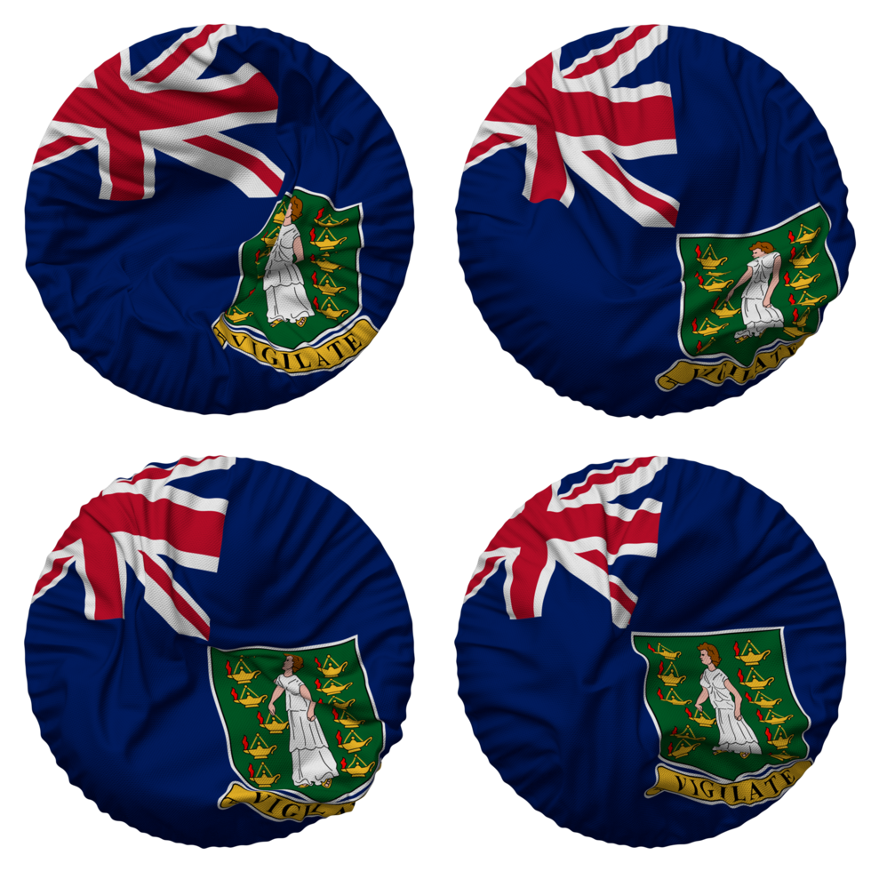 British Virgin Islands, BVI Flag in Round Shape Isolated with Four Different Waving Style, Bump Texture, 3D Rendering png