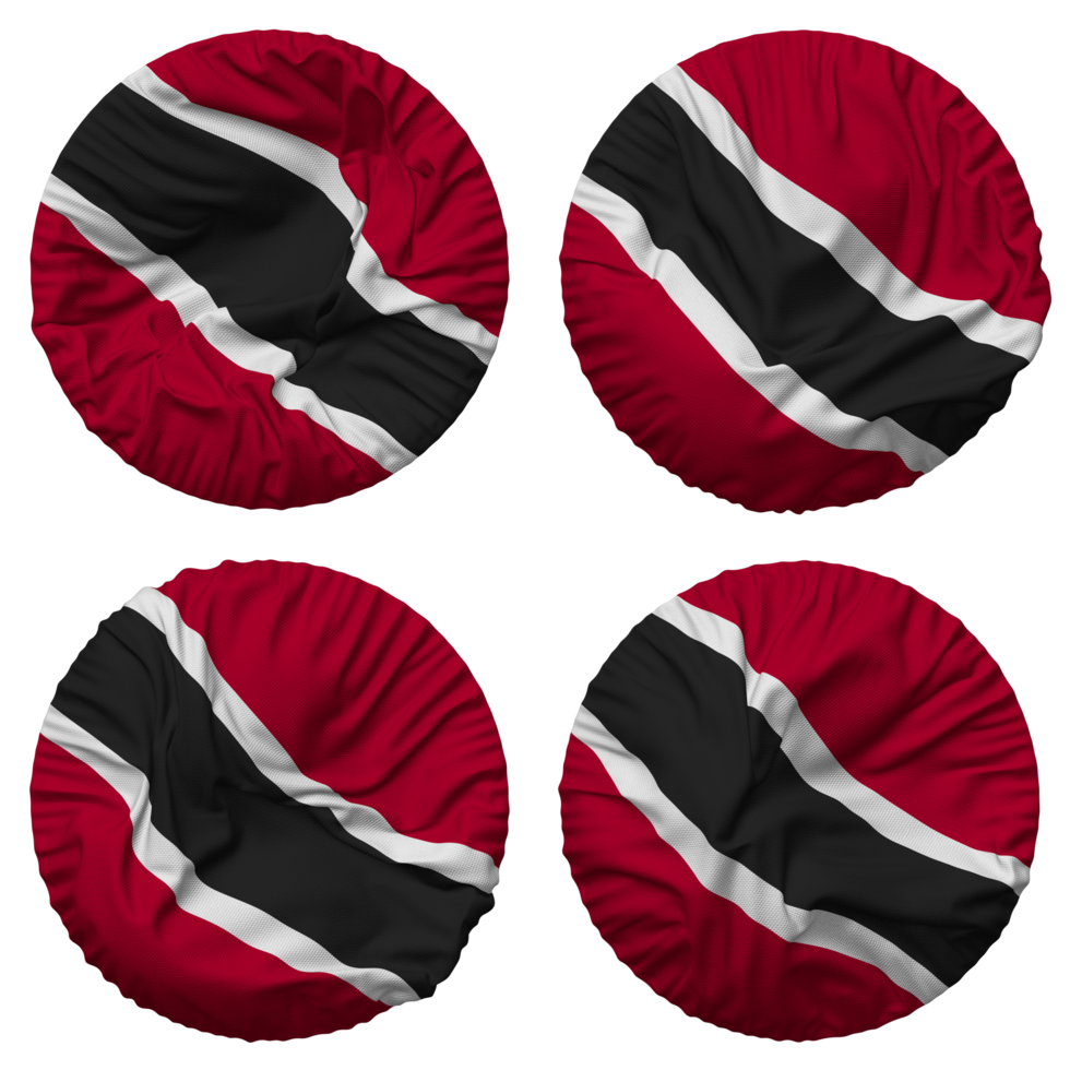 Trinidad and Tobago Flag in Round Shape Isolated with Four Different Waving Style, Bump Texture, 3D Rendering png