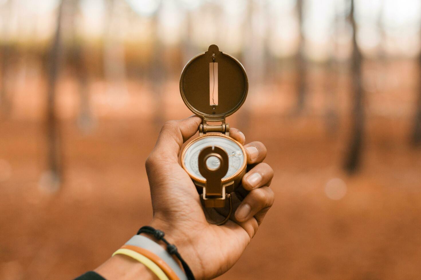 hand holding a compass photo