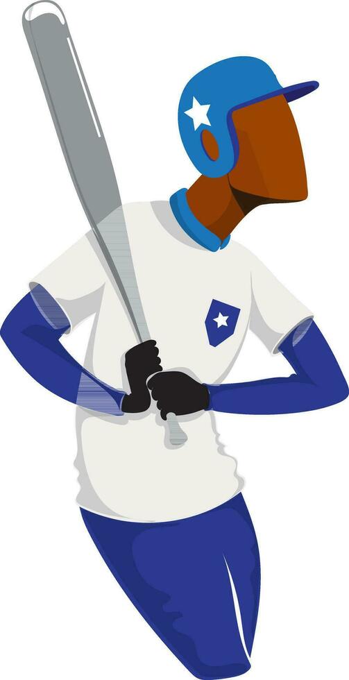 Character of baseball player holding bat. vector