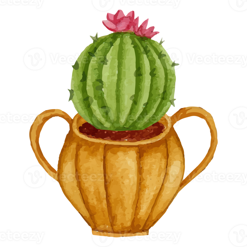 cactus dans pot agrafe art élément transparent Contexte png