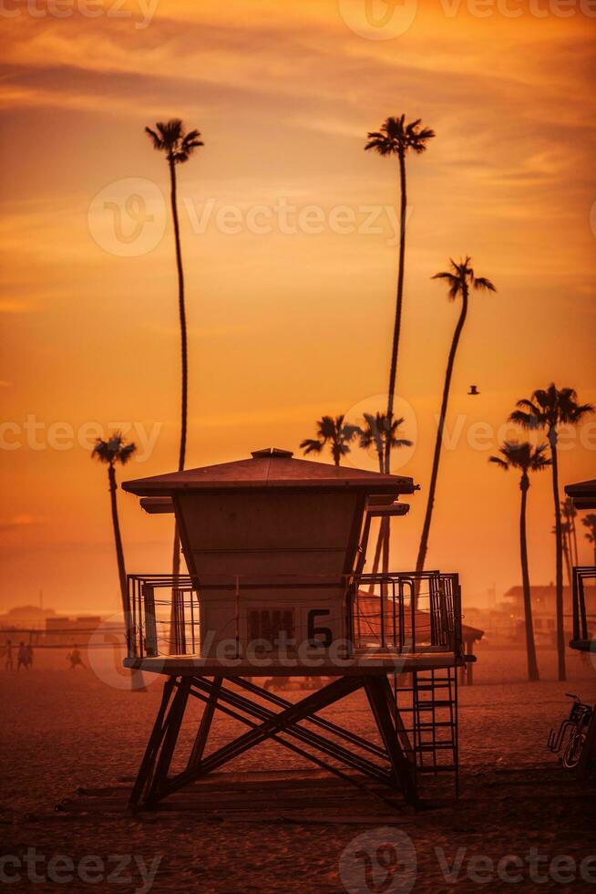 Lifeguard Tower at Sunset photo