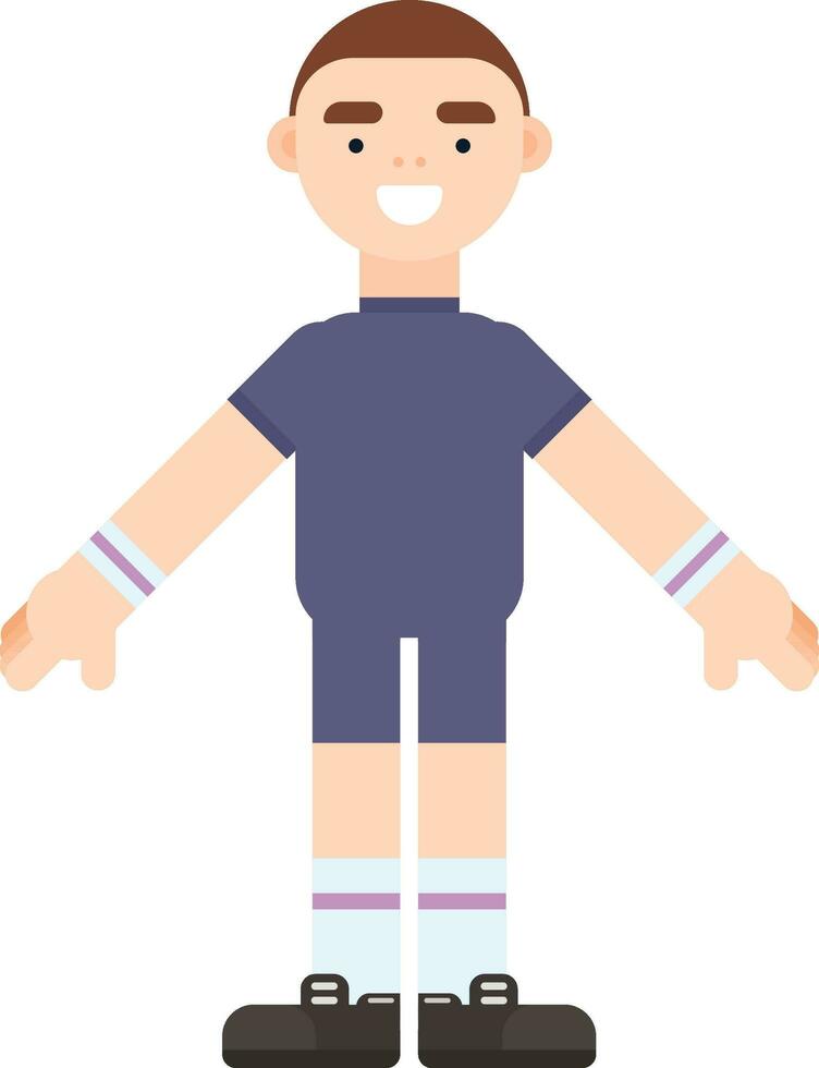 en pie deporte chico. plano estilo chico personaje. vector ilustración