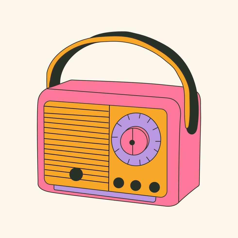 antiguo colegio radio casete cinta jugador icono en plano estilo en un blanco antecedentes vector