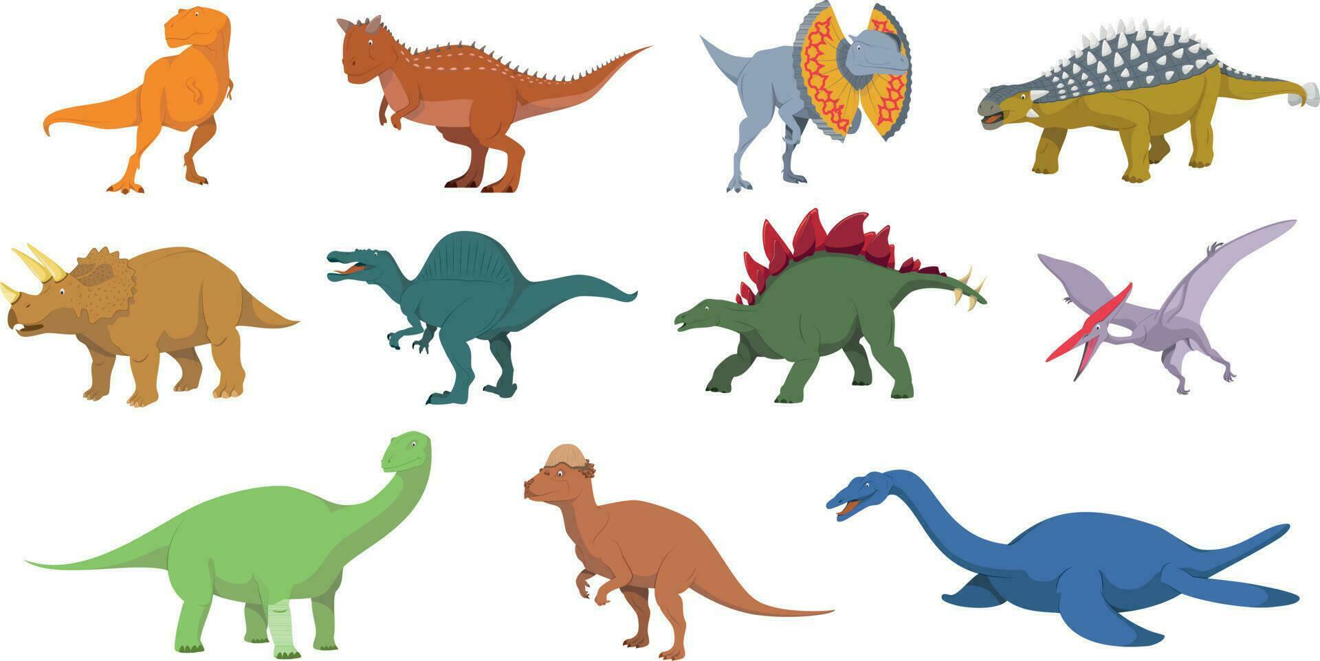 Dinosaurs vector illustration set in white background