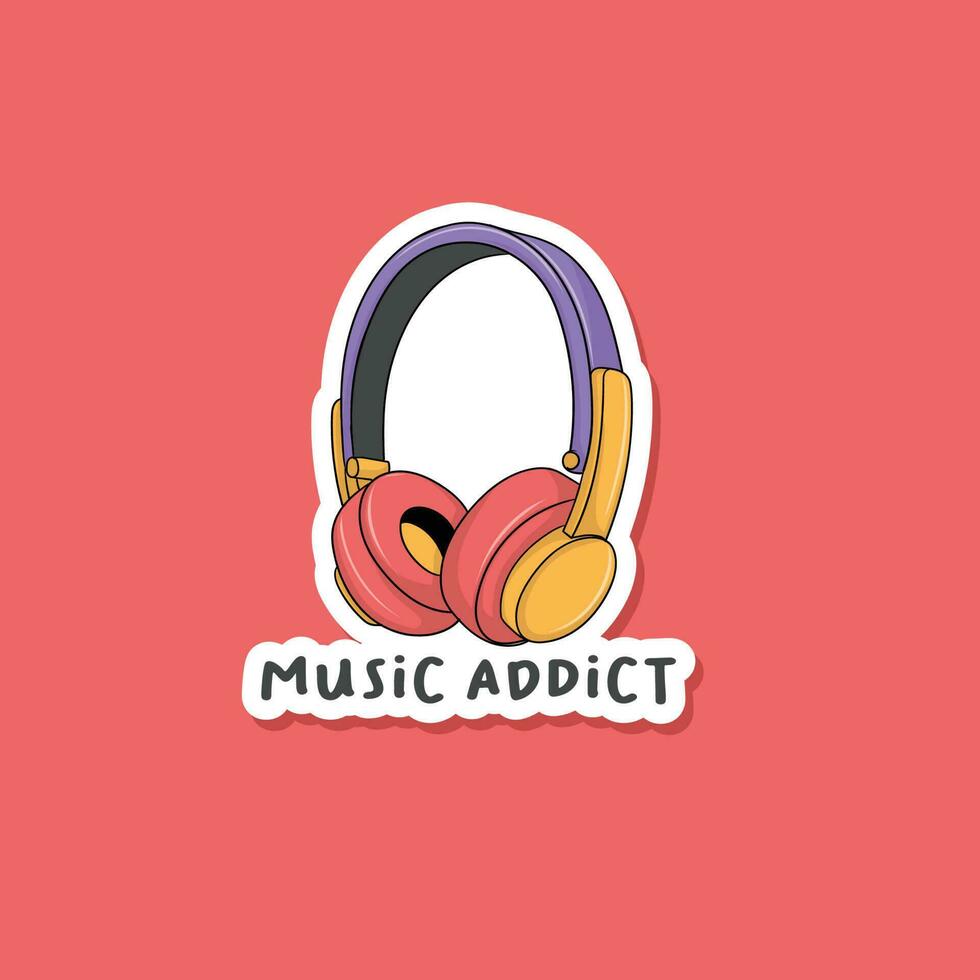 Colorful hand drawn headphones stickers vector
