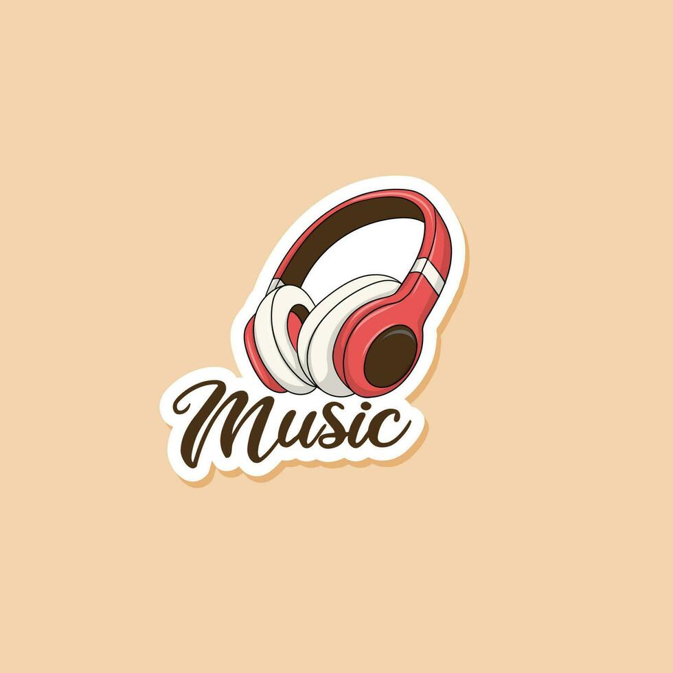 Colorful hand drawn headphones stickers vector