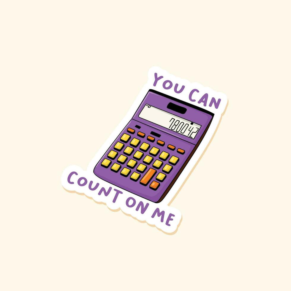 colorful hand drawn calculator sticker vector