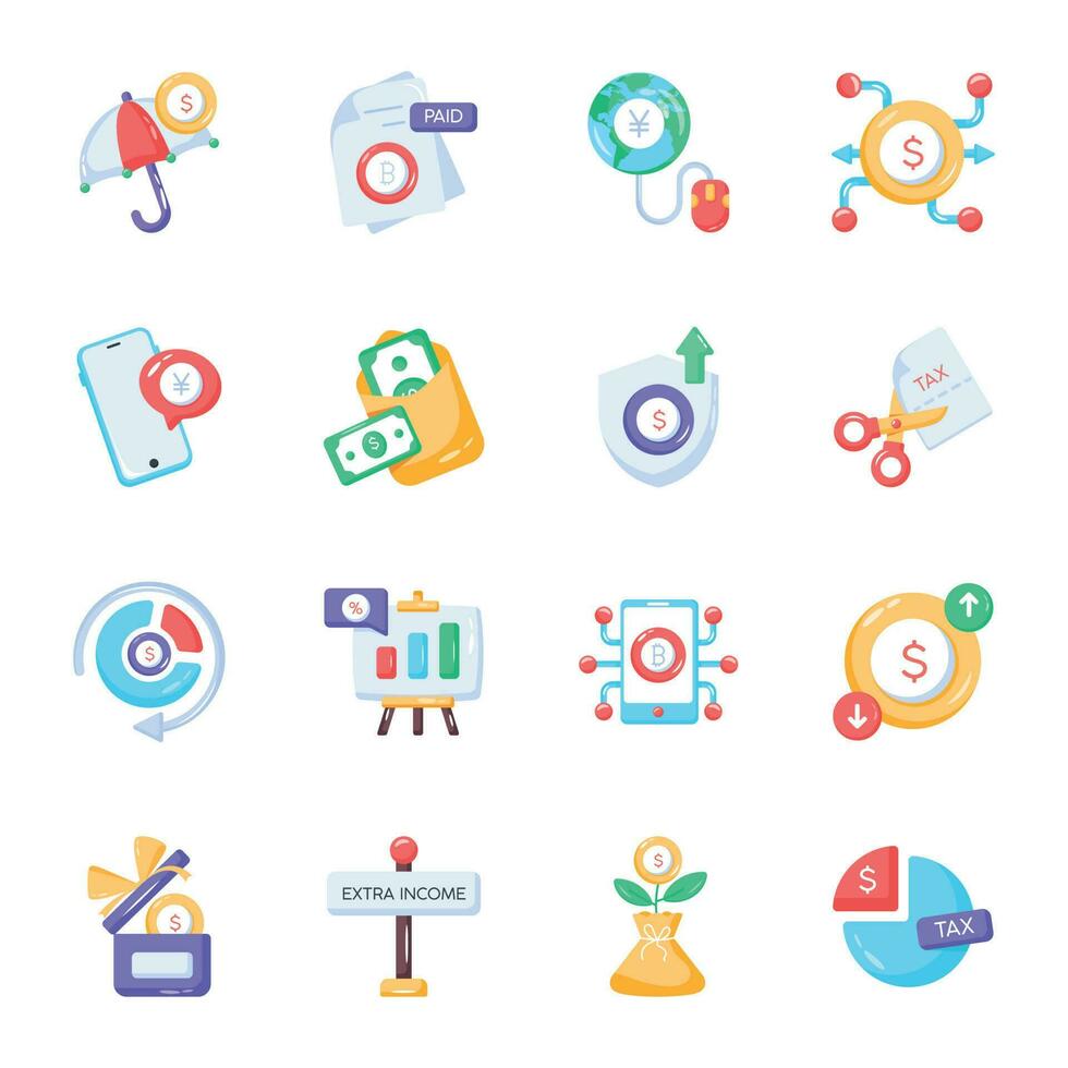 Bundle of Payroll Flat Icons vector