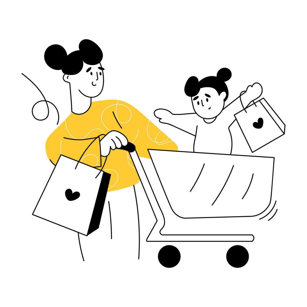 Trendy Mother Shopping vector