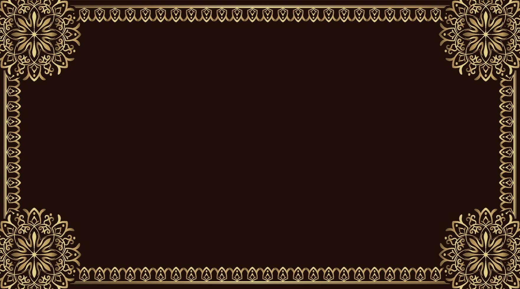 Brown background with golden mandala frame vector