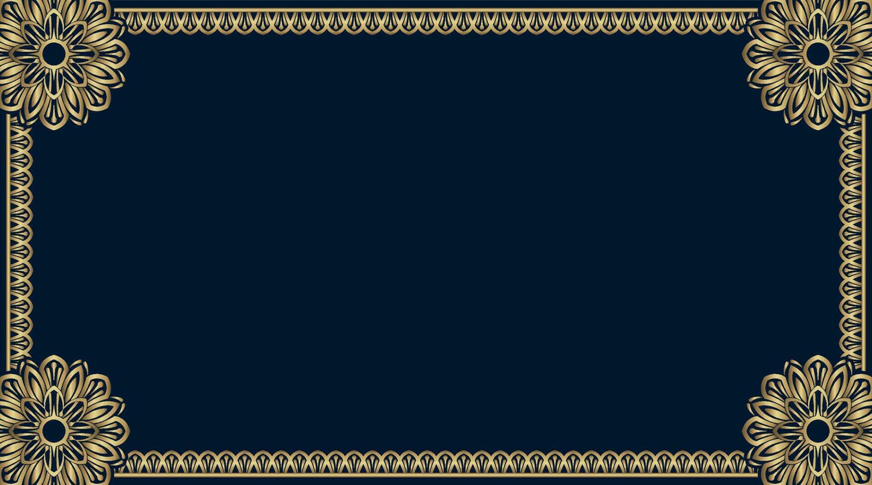 blue background with golden mandala frame vector