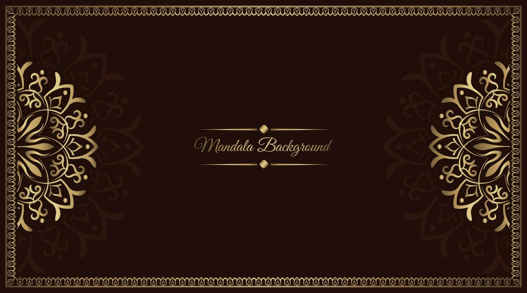 Brown background with golden mandala frame vector