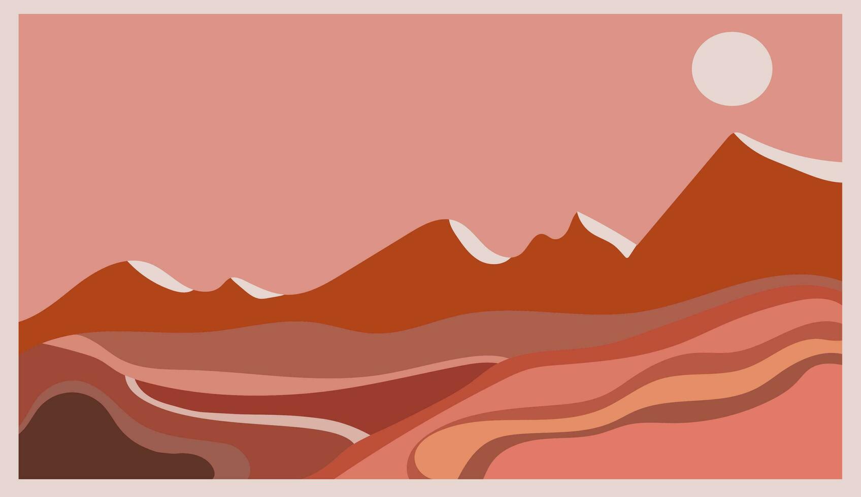 Sunset Mountain line art background, luxury wallpaper design for cover, invitation brown background, packaging design, wall art and print. Vector illustration.