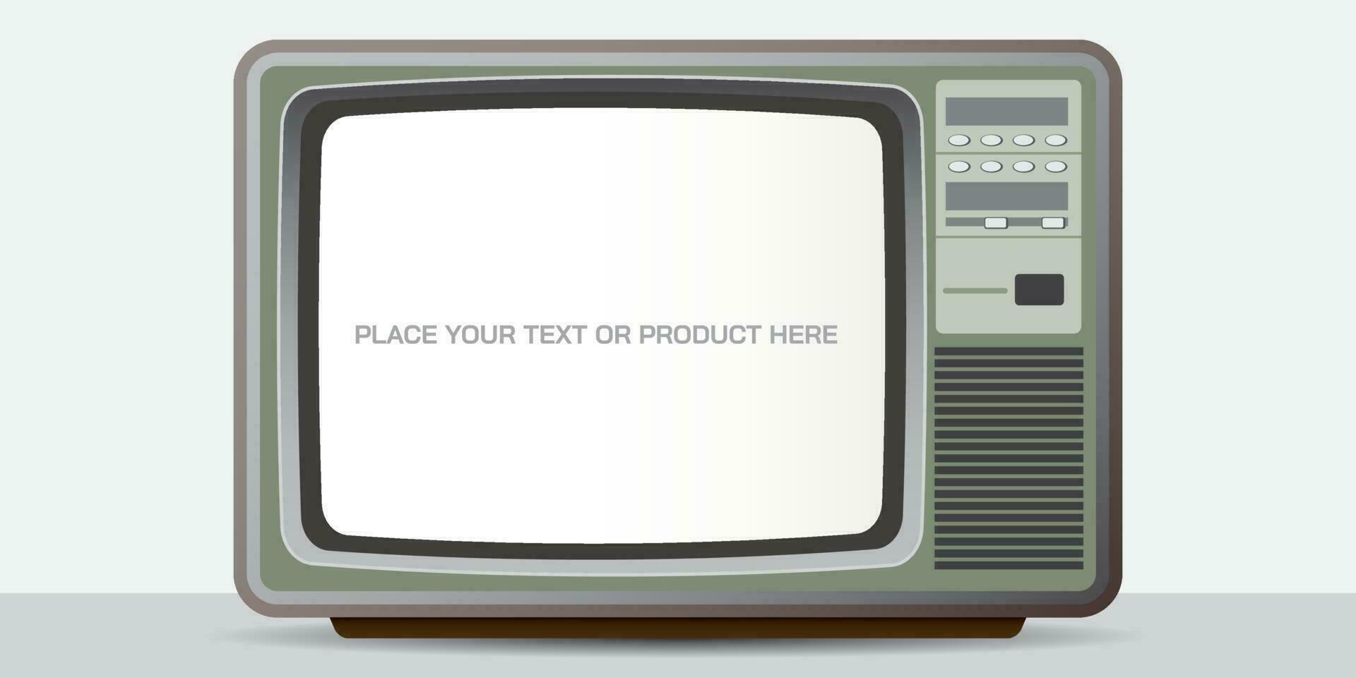 Retro TV front view with blank space at screen. Vintage television isolated flat design vector illustration.