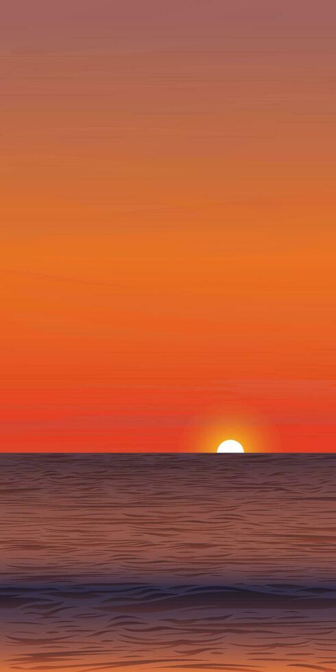 Seascape sunset vertical vector illustration have blank space.