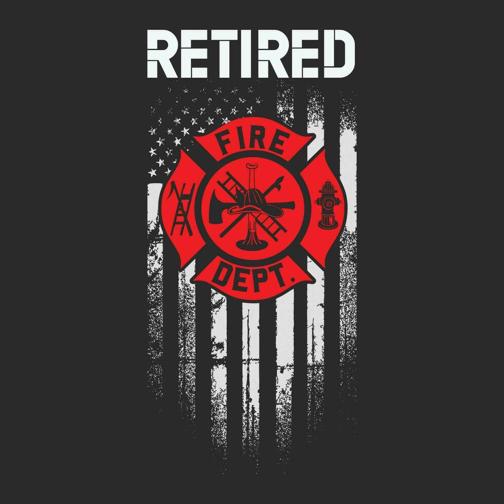 Retired Firefighter American Flag vector