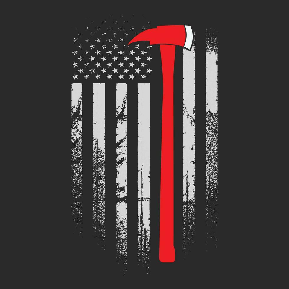 Funny Thin Red Line Firefighter Maltese Cross American Flag Gift Shirt vector