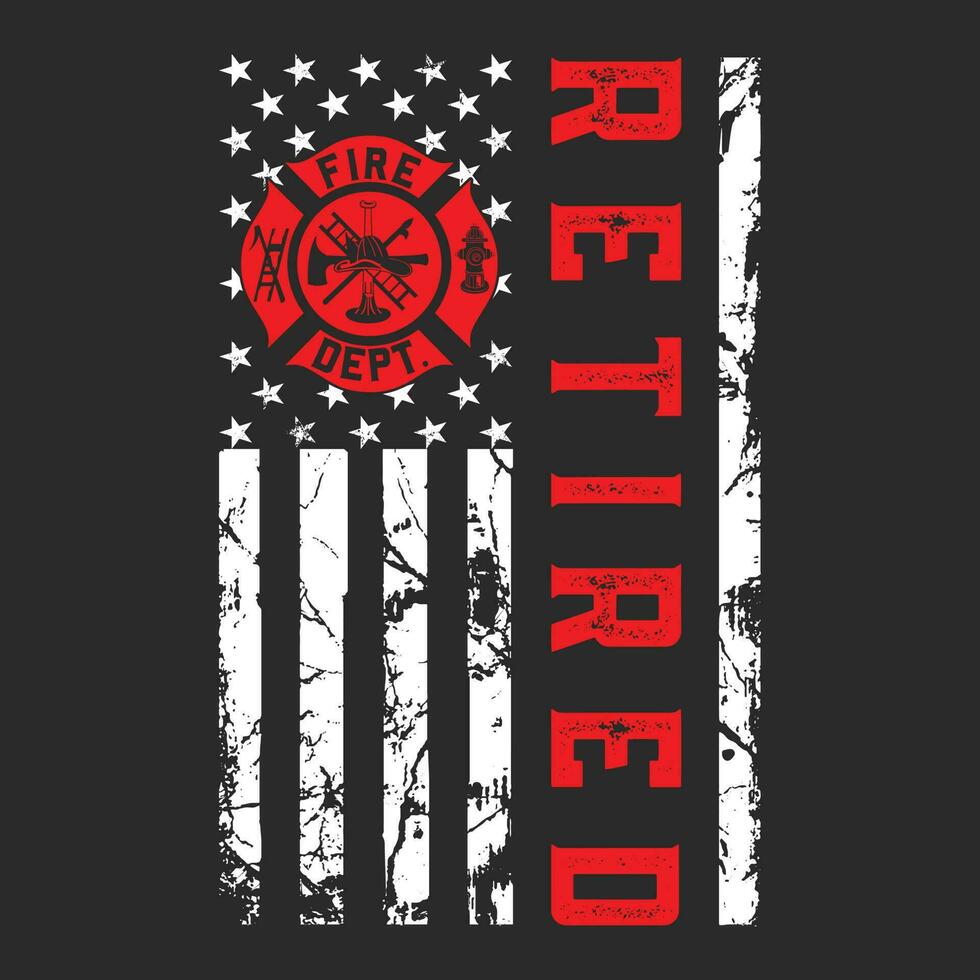 gracioso Delgado rojo línea bombero americano bandera retirado regalo camiseta vector