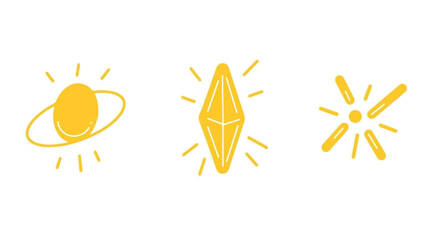 Set of sparkle star, diamond and starburst hand-drawn. Doodle style. Vector illustration.