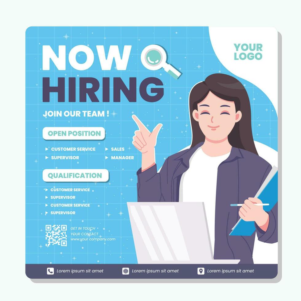 Job seeker hiring poster template design vector