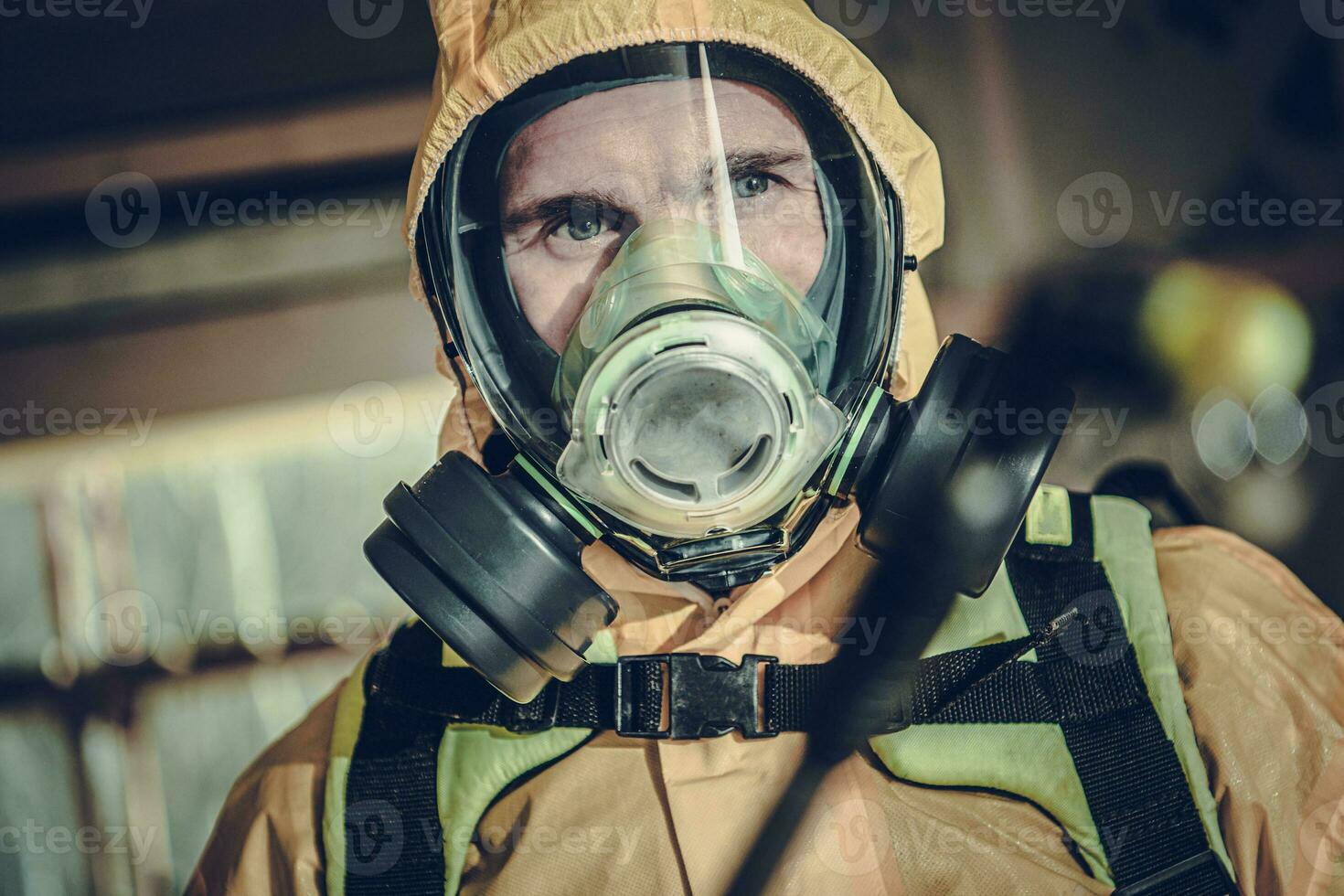 Disinfection and Sanitizing Worker Fighting Virus Pandemia photo