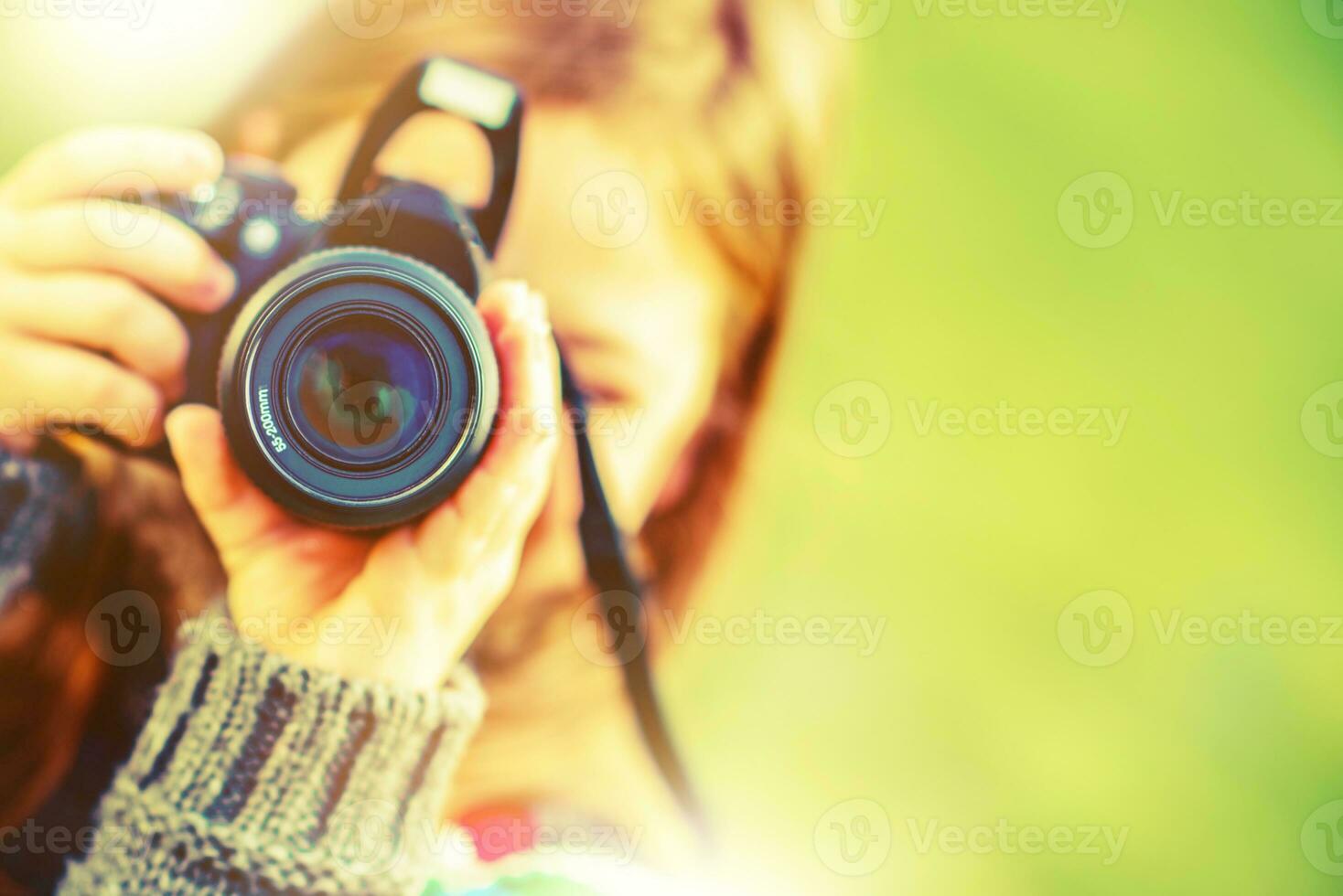 fotografía pasatiempo, mujer con cámara foto