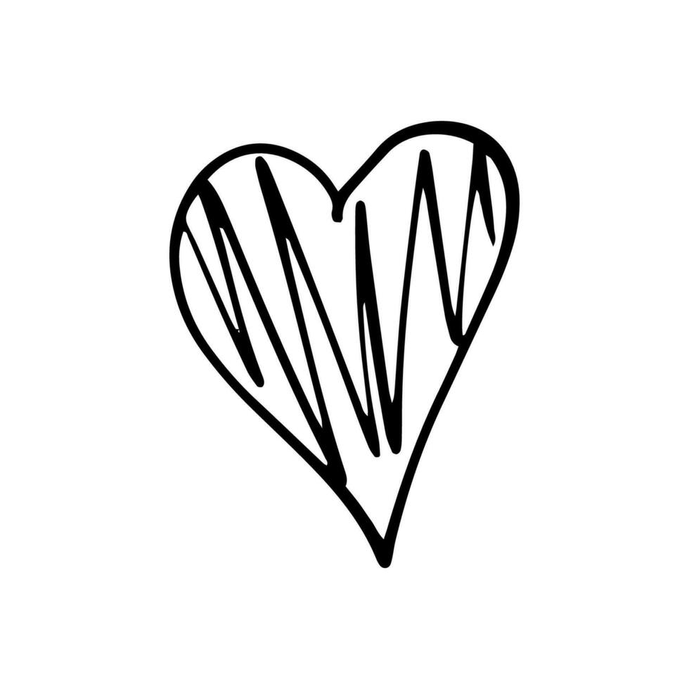 Heart in doodle style. Symbol of Valentine’s Day and love. Shapes