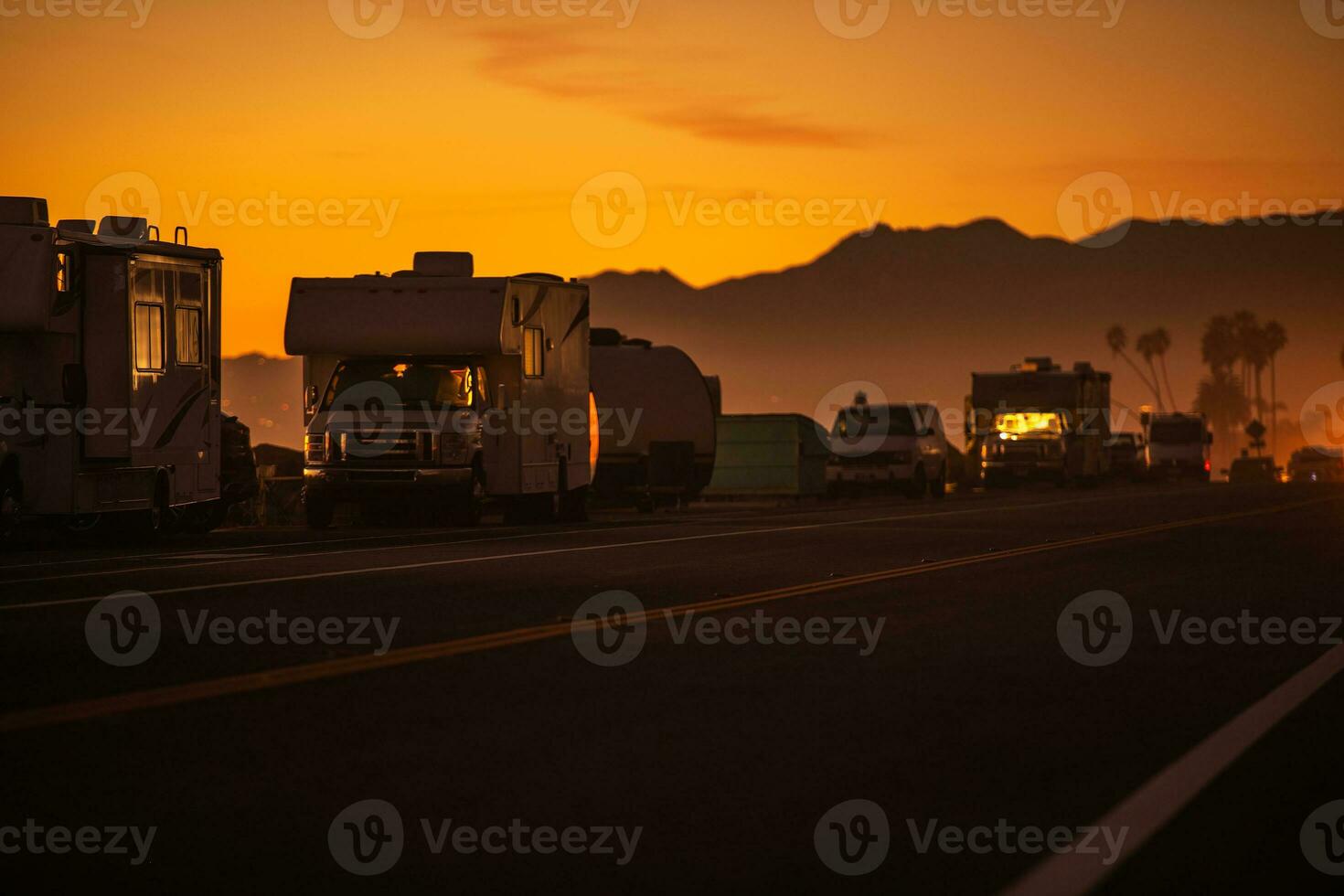 Motorhomes Parked Along the Scenic Pacific Highway 1 and Pacific Ocean photo