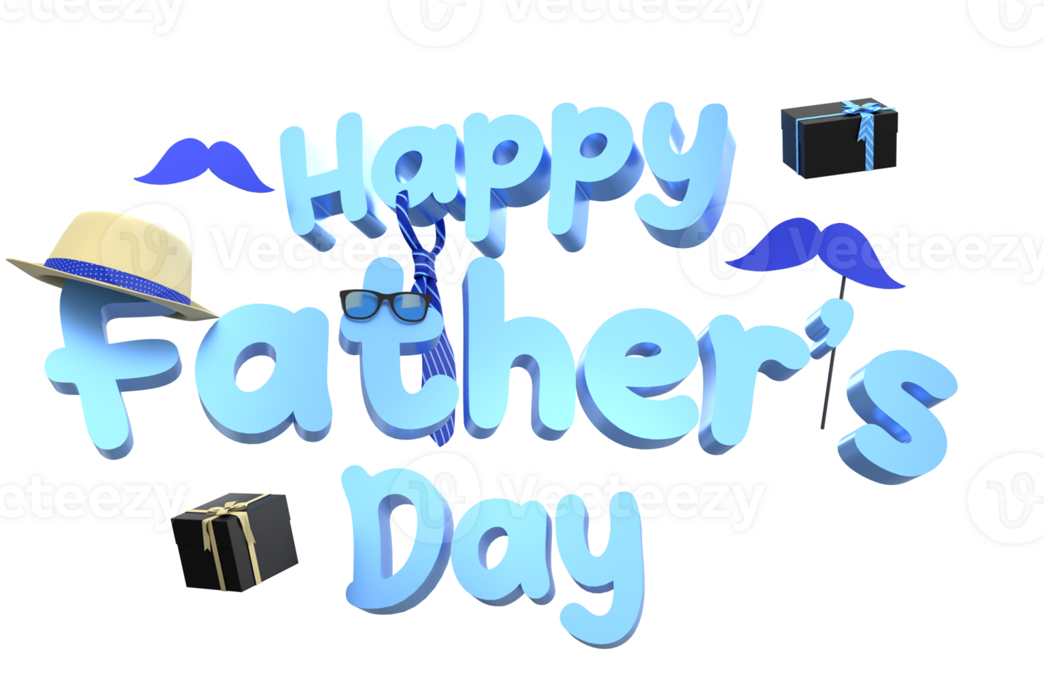 happy father's day decoration elements with high quality render image png