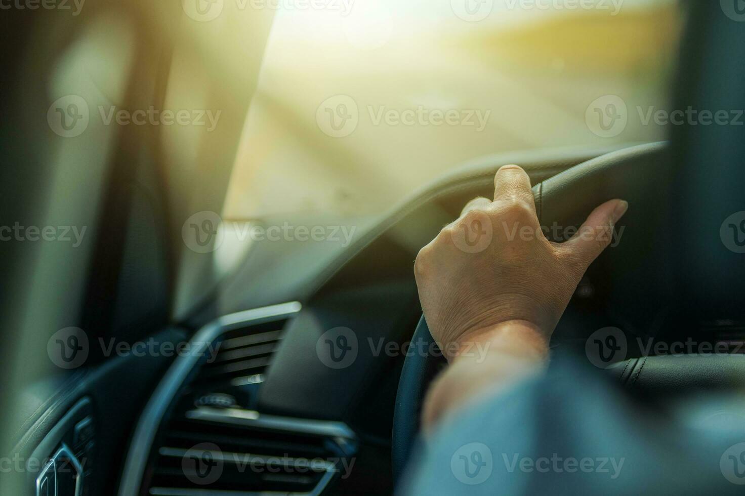 Caucasian Female Permit Driver Behind the Car Wheel photo