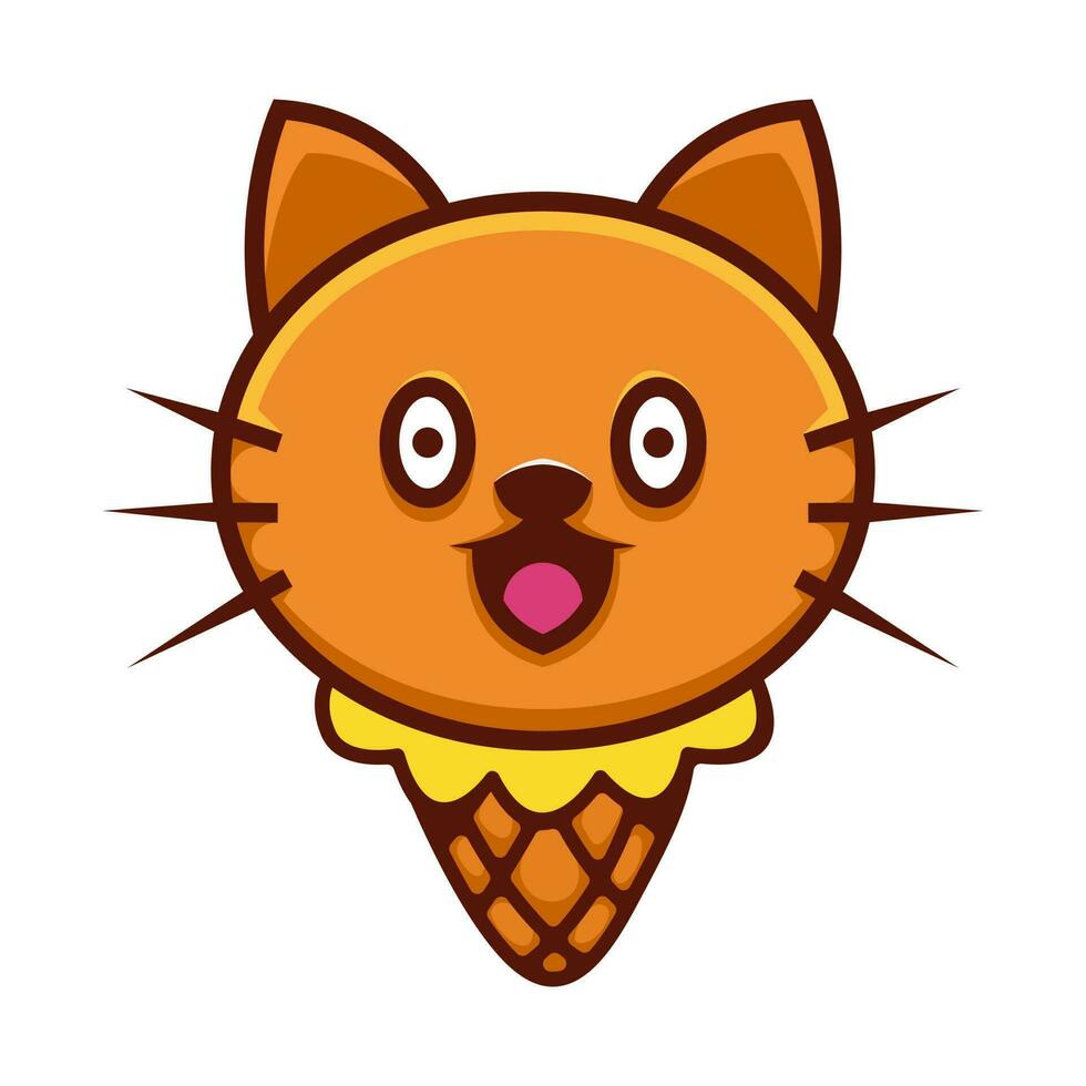 cat head shaped ice cream logo vector