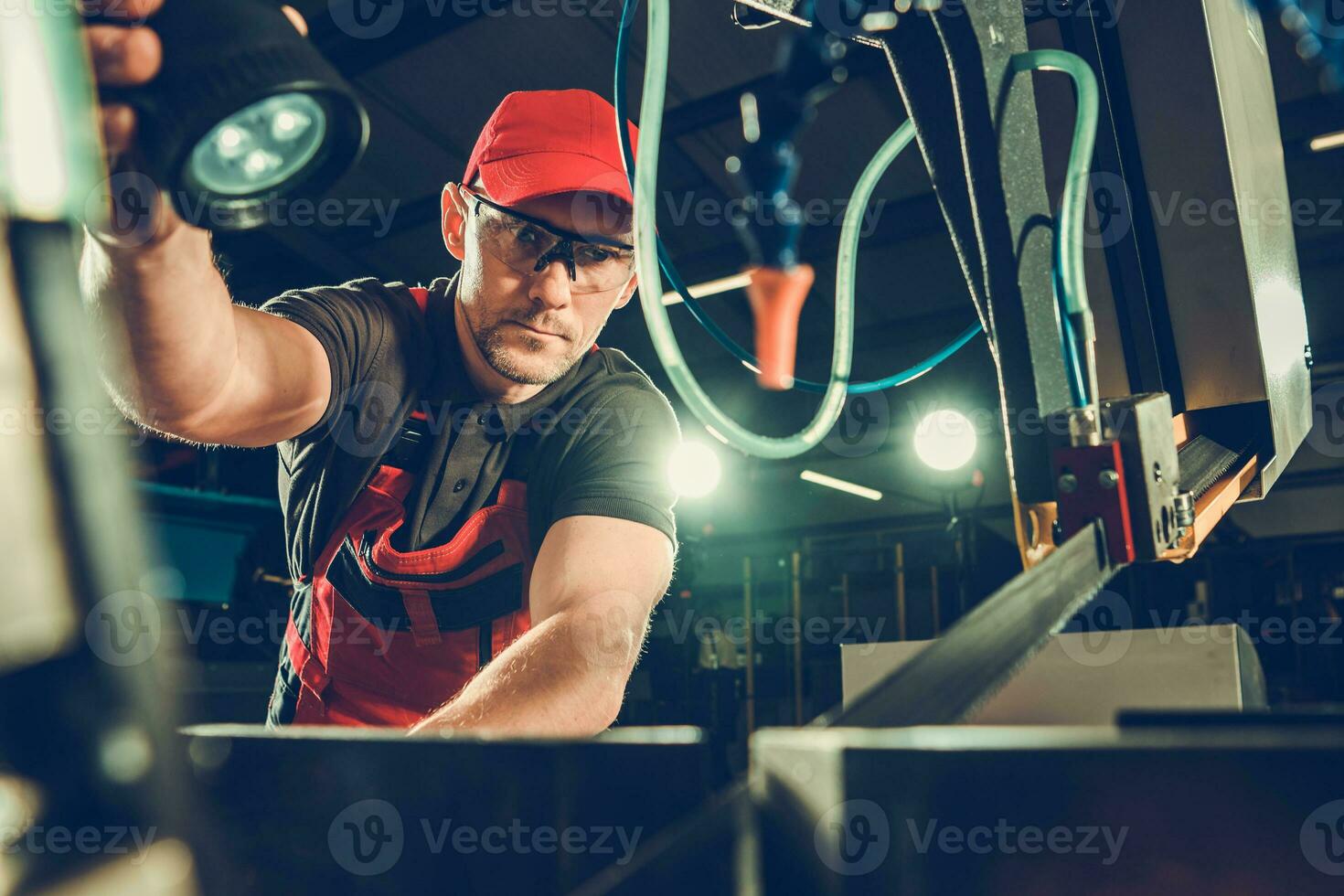 Band Saw Operator Supervising Production Process 24628499 Stock Photo