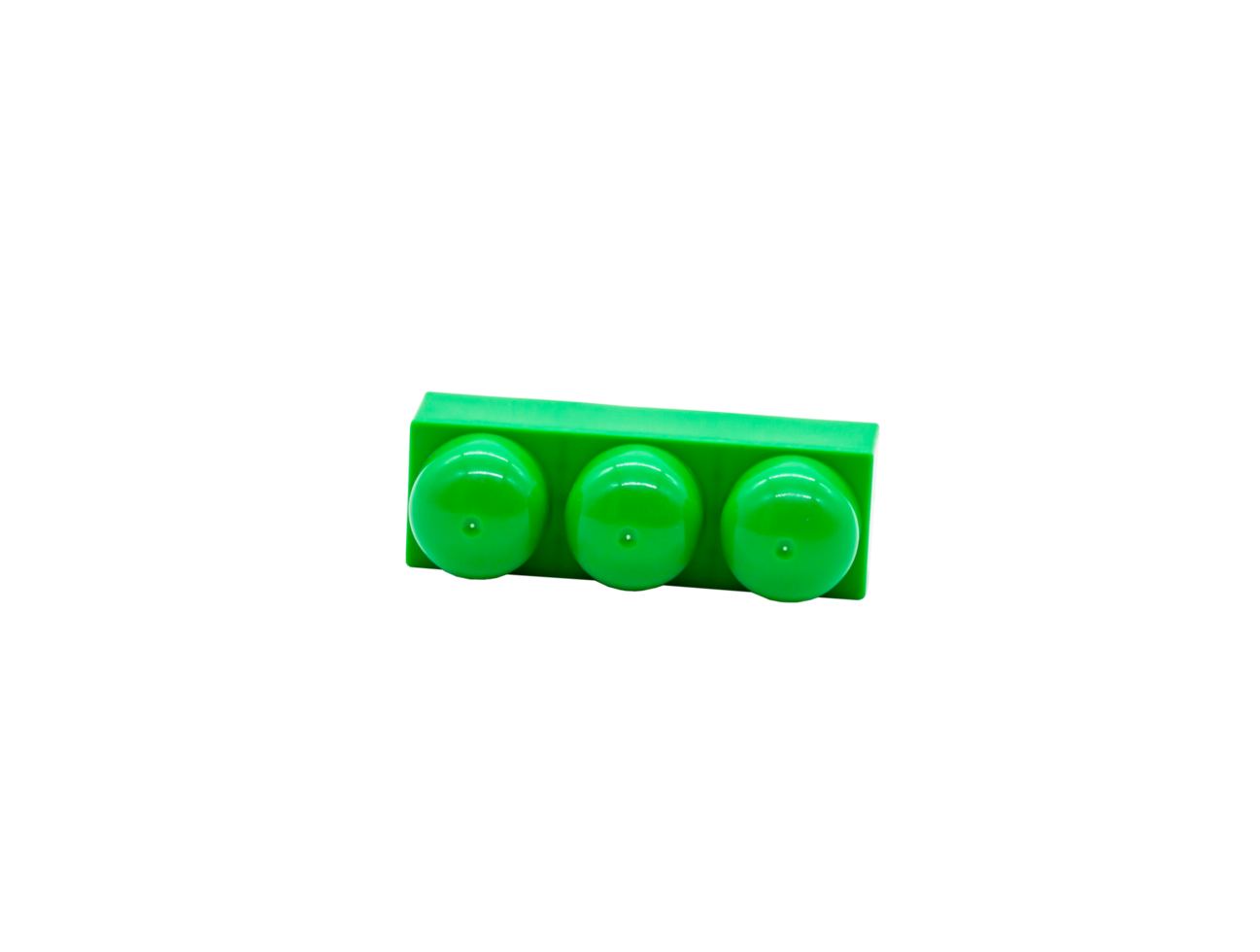 Children's toy construction set lego green without background. Detail of three sections. Picture in high quality. PNG