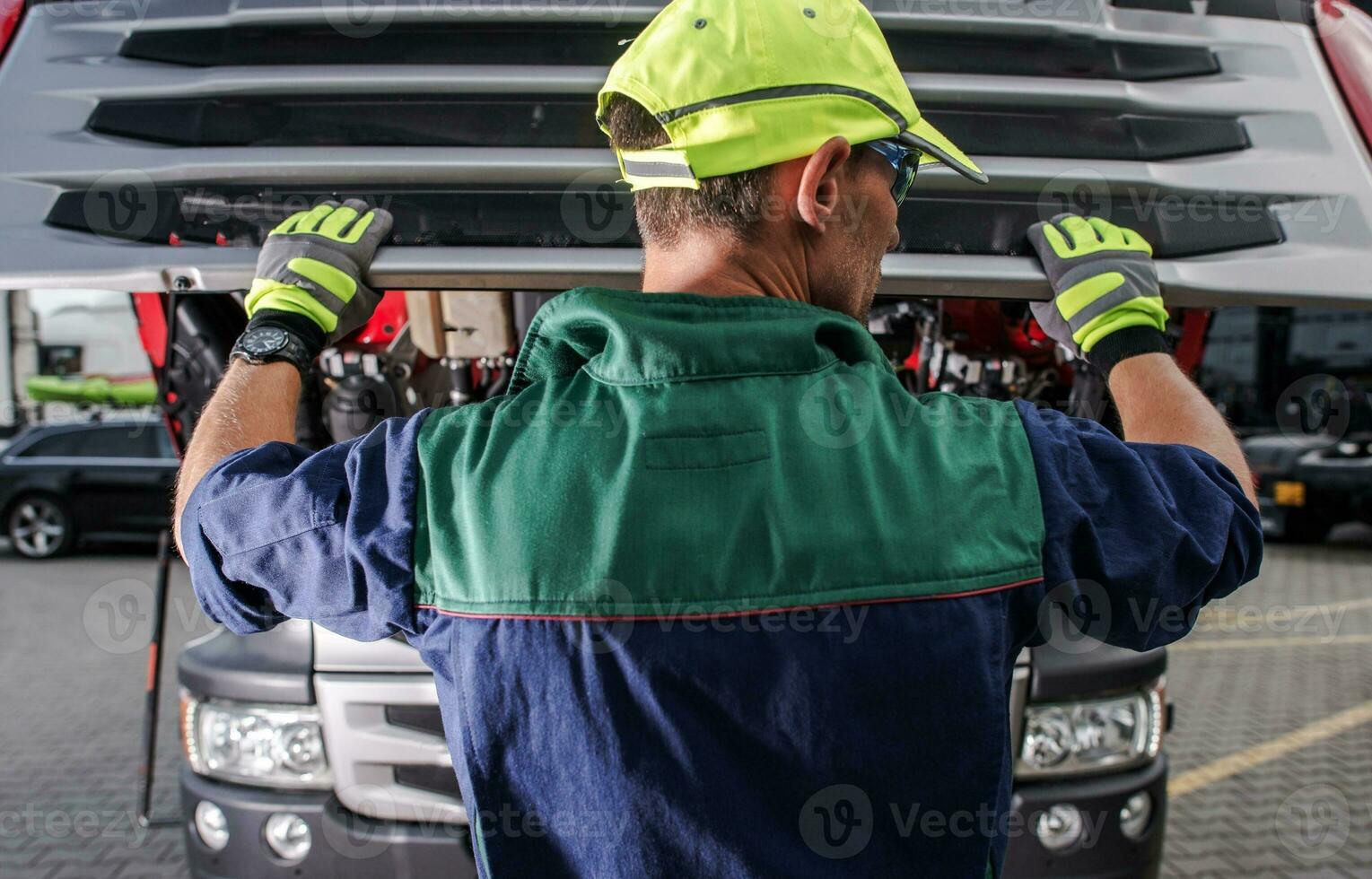 Caucasian Truck Service Worker photo