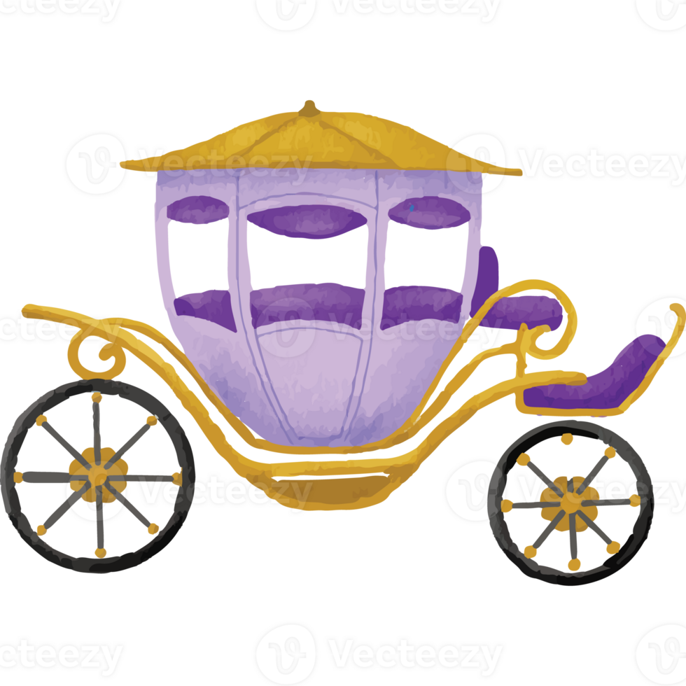 Golden chariot in Purple Clip art Element Transparent Background png