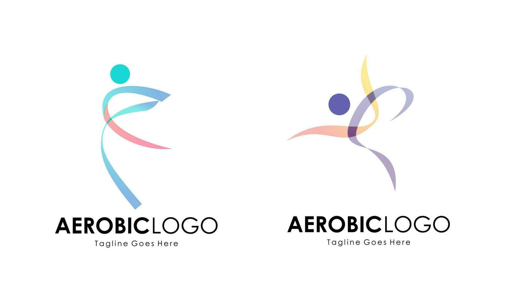 Creative fitness and wellness line style logo design vector