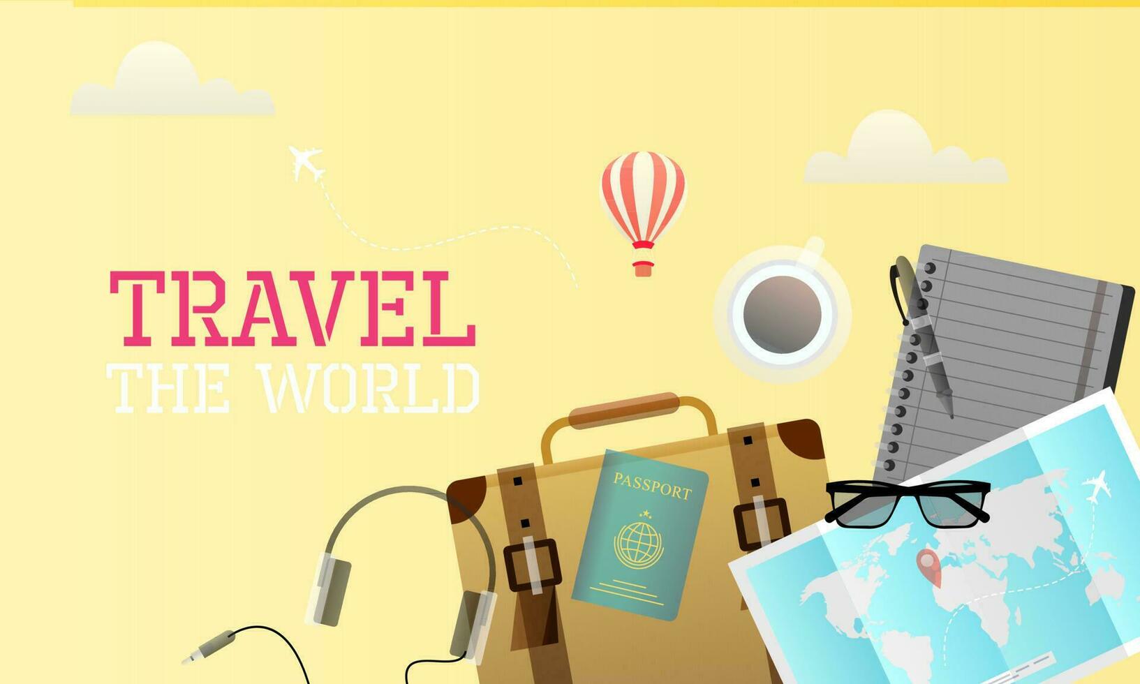 Travel tourism concept with Text Let's Go Travel Message background vector