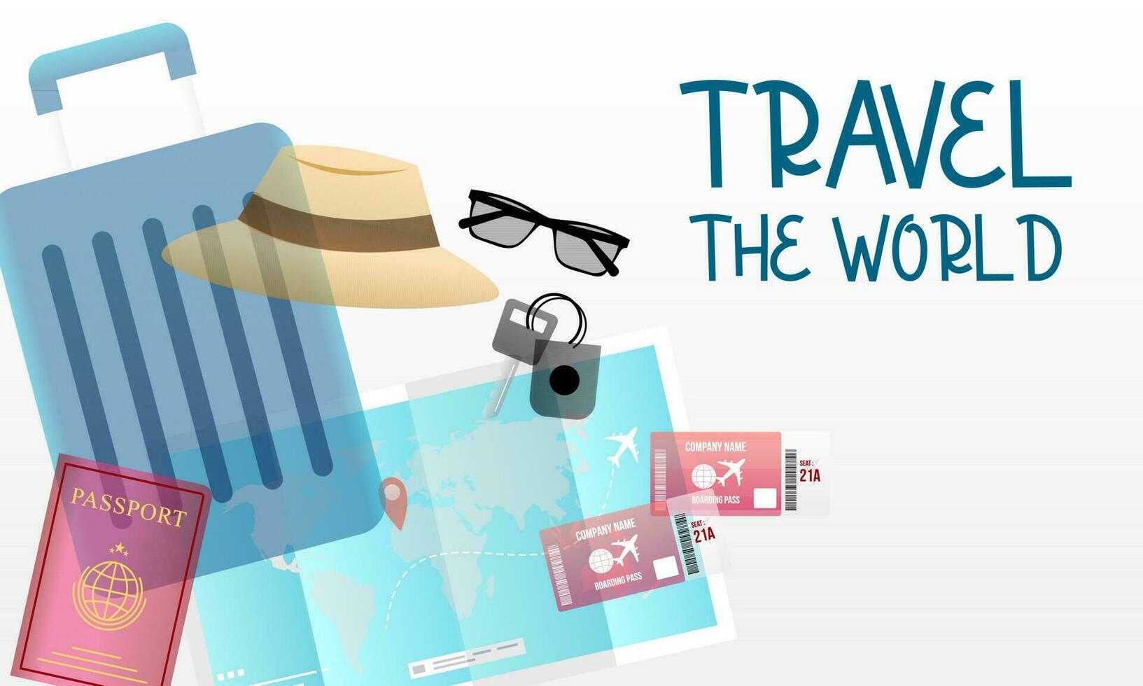 Travel tourism concept with Text Let's Go Travel Message background vector
