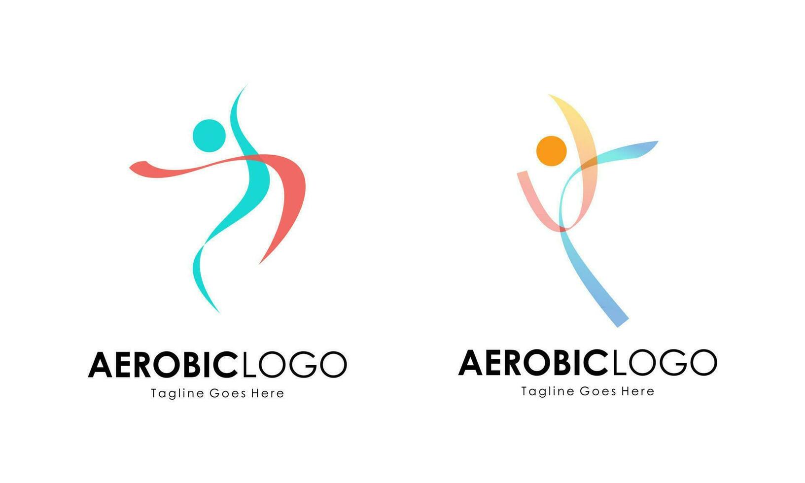 Creative fitness and wellness line style logo design vector